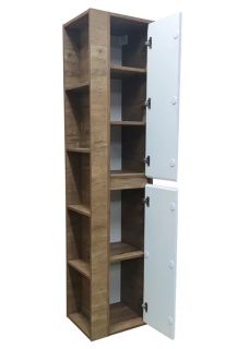 Пенал подвесной с открытой полкой Эстет Monaco Wood ФР-00010688 П 35см белый/дуб рустикальный