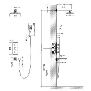 Душевая система Timo Petruma SX-5049/03SM с термостатом чёрный