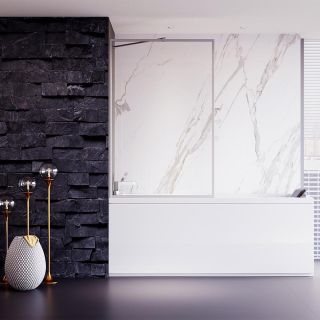 Шторка на ванну Veconi Palau PL-85, 900x1500, хром, стекло прозрачное