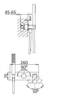 Встраиваемый смеситель для ванны и душа однорычажный, на 3 выхода, в комплекте с ручным душем, белый матовый Cezares PORTA-VDM2-BIO