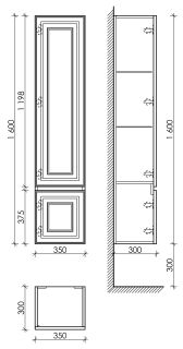 Пенал подвесной Sancos Very PVR35LSM левый 35см Doha Soft