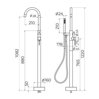 Смеситель для ванны напольный Knotlor SS-27/BL, черный