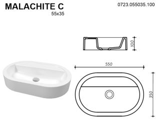 Раковина Whitecross Malachite C 0723.055035.100 55см белый глянец