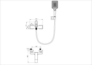 Смеситель для ванны с душем Wonzon & Woghand Edge WW-88639003A-BGM темный графит