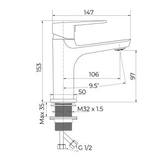 Cмеситель для раковины Knotlor KN-50, хром