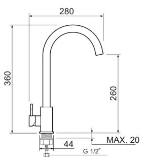 Смеситель для кухни РМС SUS124-017F нержавеющая сталь