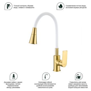 Смеситель для кухни Splenka S05.43.03 золотой сатин