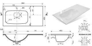 Раковина Эстет Barcelona silk ФР-00014916 Л 90см белый