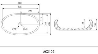 Раковина ABBER Bequem 46см белый AC2102