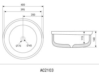 Раковина ABBER Bequem 40см чёрный матовый AC2103MB