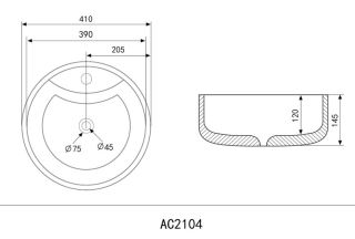 Раковина ABBER Bequem 41см белый AC2104