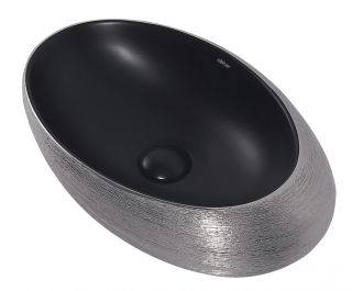 Раковина ABBER Bequem AC2107BS 49см чёрный матовый с серебром