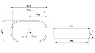 Раковина ABBER Bequem AC2110MW 80см белый матовый