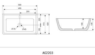 Раковина ABBER Rechteck 50см чёрный матовый AC2203MB