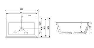Раковина ABBER Rechteck AC2203MSB 50см синий матовый