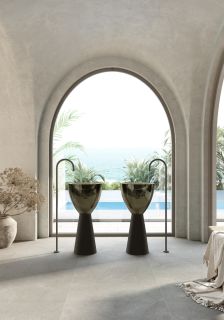 Напольная раковина ABBER Kristall AT2703Black-Vesuvian 45см чёрный/оливковый