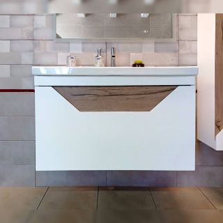 Тумба под раковину Бриклаер Брайтон 4627125415760 100 см белый/дуб