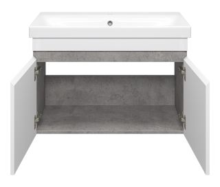 Подвесная тумба под раковину Misty Ронда 80см белый/бетон Чикаго светло-серый