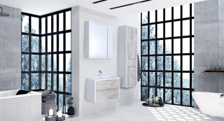 Тумба под раковину Roca Ronda ZRU9303003 70 см бетон/белый глянец