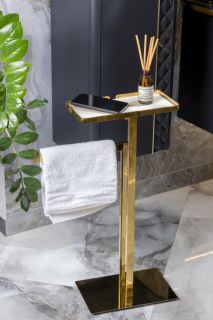 Стойка напольная с полкой и полотенцедержателем Boheme 10952-G золото