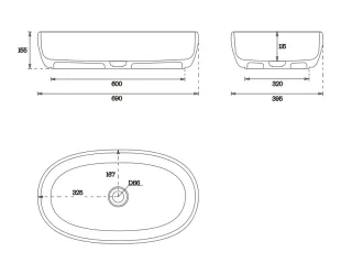 Раковина накладная by Deonria Rund 69см белый