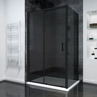 Душевой уголок Veconi Rovigo RV-055BT, 1000х900х1950, черный матовый, тонированное стекло
