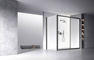 Душевой уголок Veconi Rovigo RV-060B, 2000х1200х1950, черный, стекло прозрачное