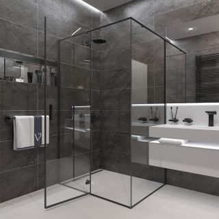 Душевой уголок Veconi Rovigo RV-073B, 1200х1000х1950, черный, прозрачное стекло