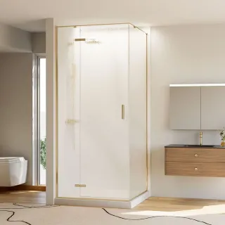 Душевой уголок Veconi Rovigo RV-073RG/L, 900х800х1950, золото брашинг, стекло дождь