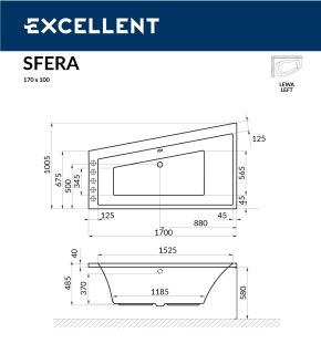 Ванна акриловая EXCELLENT Sfera 170x100 (левая)