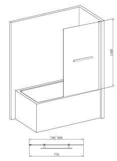 Шторка на ванну ABBER Immer Offen 80см AG70080B