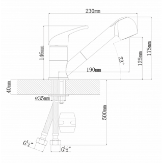 Смеситель для кухни Florentina Сигма с выдвижным изливом капучино
