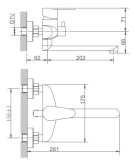 Смеситель для ванны Haiba HB60801-2 сталь