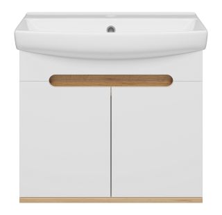 Подвесная тумба под раковину Misty Сканди 60см белый/дуб крафт золотой/антрацит