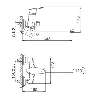 Смеситель для ванны и душа Frap F22703-B хром