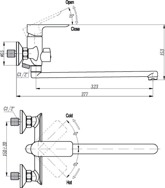 Смеситель Triton Панама 16307 C для ванны и душа