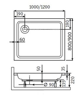 Поддон для душа RGW STYLE PR 800х1200х220