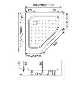 Поддон для душа RGW STYLE TR 1000х1000х220