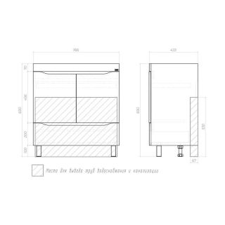 Тумба под раковину напольная Vigo Grani 286 80 см дуб золотой
