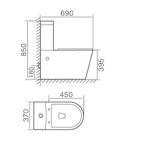 Унитаз Timo INARI TK-501 пристенный ,напольный,безободковый с сидением микролифт, клавиша хром, механизм 3/6 л