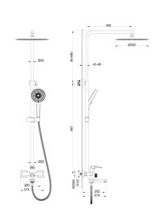 Душевая стойка Wonzon & Woghand Frame WW-88739010-MB чёрный матовый