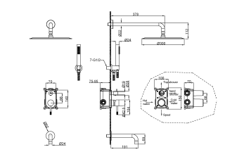 Душевой комплект Boheme Uno 464-2-BRB брашированная бронза
