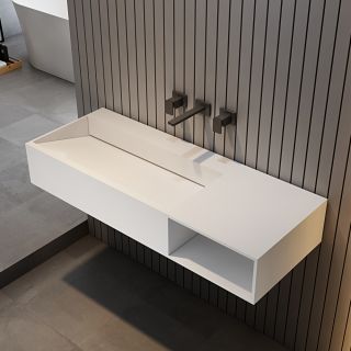 Подвесная тумба с раковиной ABBER Stein-1.0 R правая 100см белый матовый