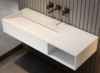 Подвесная тумба с раковиной ABBER Stein AS2640L 120см белый матовый