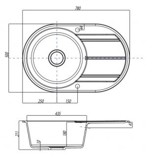 Мойка кухонная Акватон Амира 78см латте