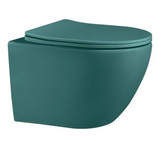 Подвесной унитаз ABBER Bequem AC1101MBG безободковый тёмно-зелёный матовый