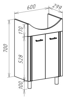 Тумба под раковину Bellezza Уют 60см белый 00000002085