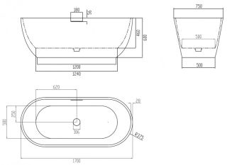Ванна из искусственного камня ABBER Frankfurt AM9941MBE 170x75см светло-бежевый матовый