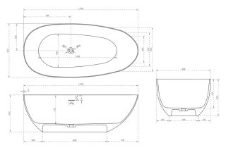 Ванна из искусственного камня ABBER Stein AS9611-1.7 170x80см белый матовый