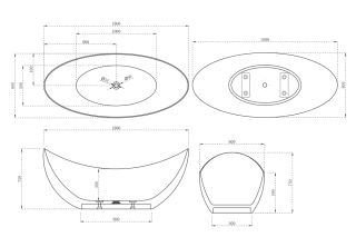 Ванна из искусственного камня ABBER Stein AS9633 180x80см белый матовый